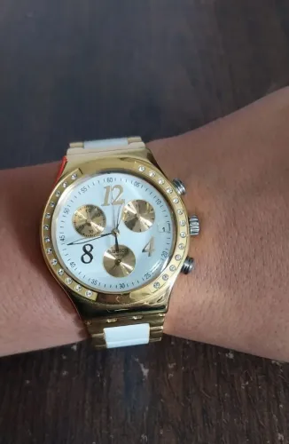 Relógio Swatch Original Dourado Cronógrafo - Estado de Novo