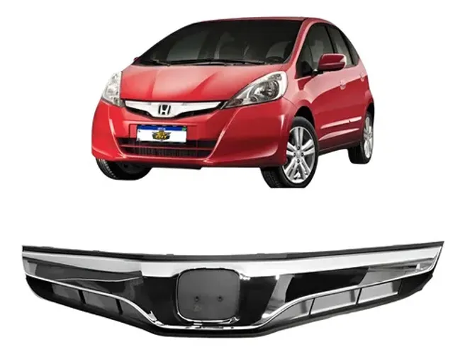 Grade Central New Fit 2013 2014 Friso Cromado Preto Cromado Preto Cromado