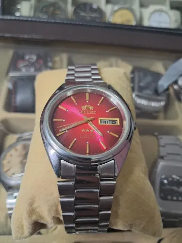 Relógio Orient 3 Estrelas Automático Mostrador Vermelho/cherry Degradê Vintage