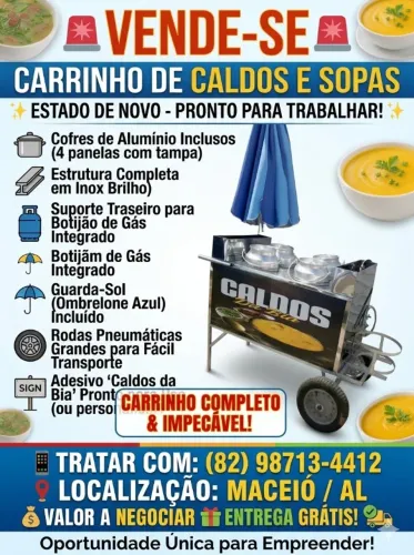 Carro de vender caldo e sopas