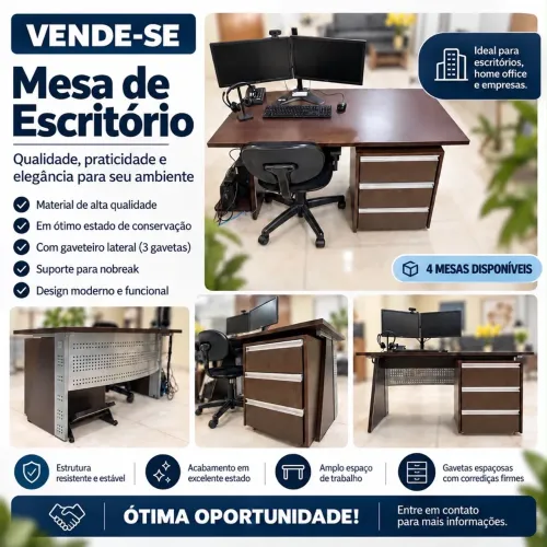 Vendo mesas de escritório + gaveteiro avulso