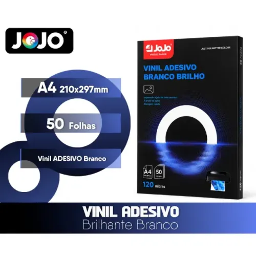 Vinil Adesivo Brilhante Branco Jojo A4 47 Folhas Impressão