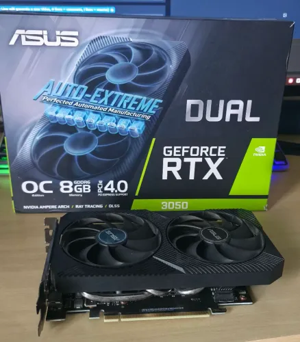PLACA DE VÍDEO RTX 3050 GDD6 8GB OC PCIe 4.0 ASUS DUAL DLSS NVIDIA 