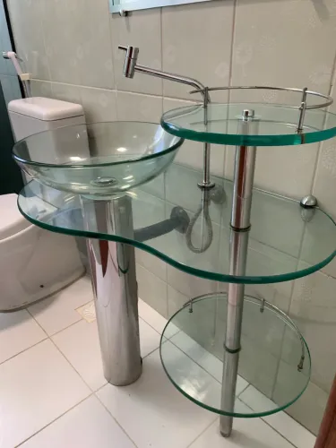 Pia bancada de vidro completa