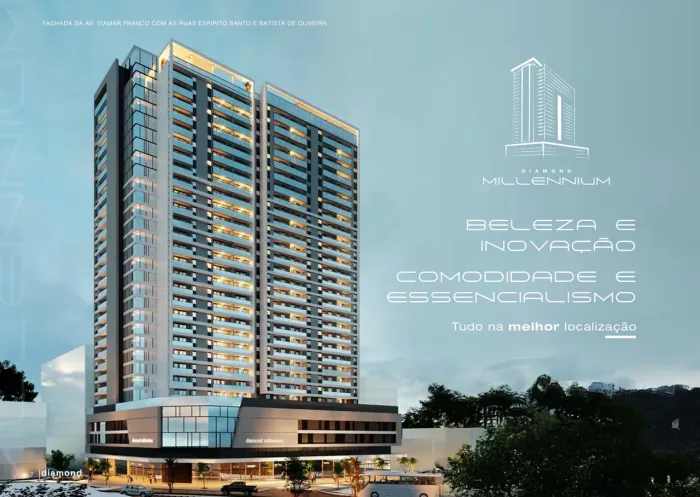 Apartamento 02 suítes no Diamond Millennium com vista para o Centro da cidade