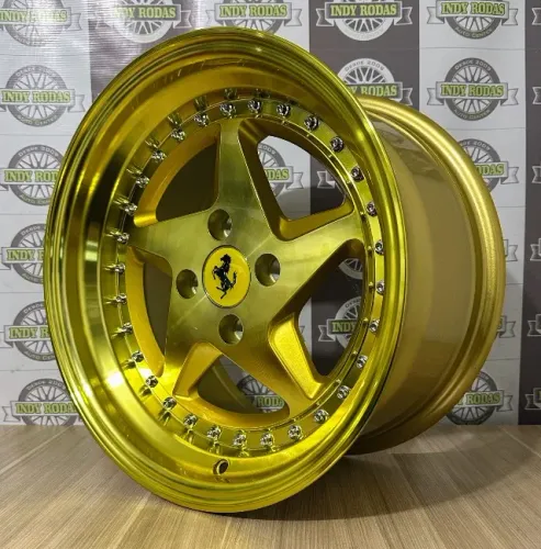 Roda Ykw Ferrari Aro 15 Tala 8,25 4x100, Gold , Full 