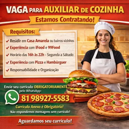 Auxiliar de Cozinha Delivery (Casa Amarela) - Com Experiência