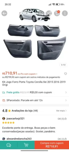 Forro de Porta do Corolla 