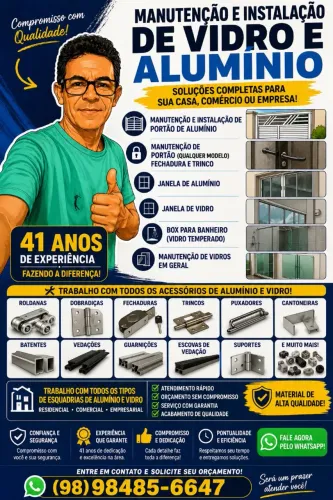 Manutenção de Portões, Janelas, Box e Vidros | 41 Anos