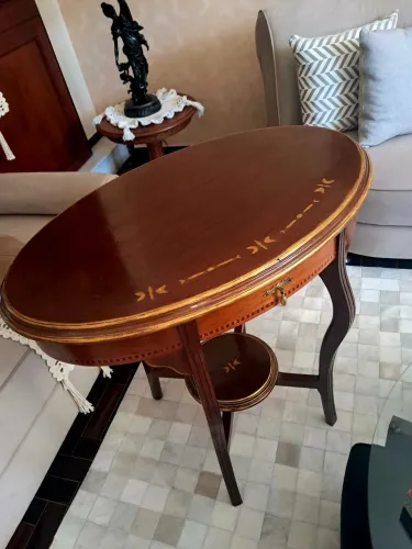 Aparador marchetado madeira de lei redondo relíquia exclusivo original artesanal