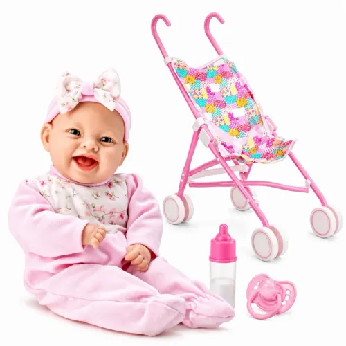 Boneca Com Chupeta Mamadeira Lola BabyRosa Menina Brinquedo Infantil Bebê Boneca