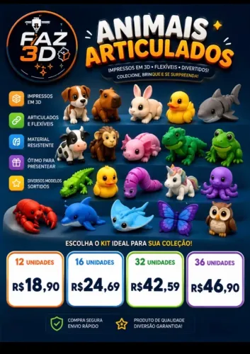 Animais articulados flexíveis em impressão 3D