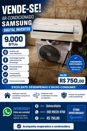 Vendo ar condicionado 9 mil BTUs inverter