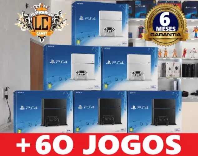 PS4 FAT 5OOGB COM 59 JOGOS + GARANTIA O6 MESES + BRINDES ( LOJA FISICA BH )