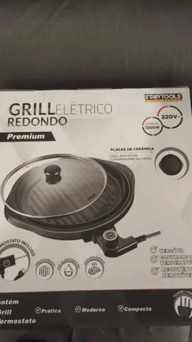Grill Elétrico Redondo Premium com Termostato 220V - Preta - Startools