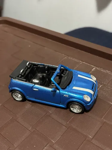     Mini Cooper S Conversível Miniatura Metal Azul - Colecionável