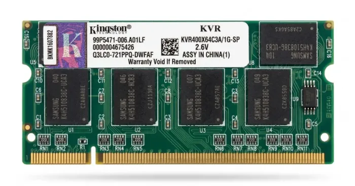 Memória RAM para Notebook Kingston 1GB DDR 400MHz CL3 2.6V KVR400X64C3A/1G-SP