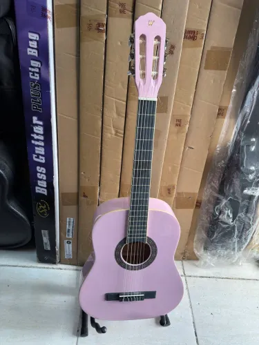 Violão de nylon para criança ou adolescente tamanho 3/4 rosa bebê compre para sua filha 