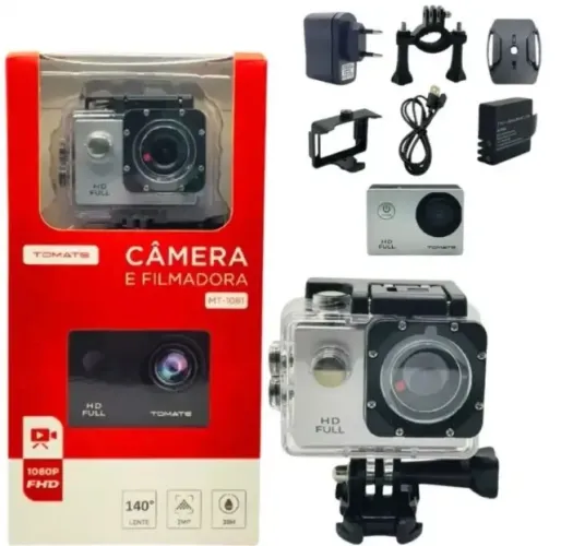 Câmera e Filmadora Full HD Estilo GoPro a Prova D?água 1080P Marca - Tomate 