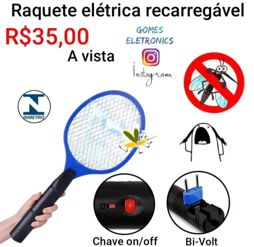 Raquete para Mosquito, moscas e Pragas do cotidiano social ( Loja Fisica )<br>