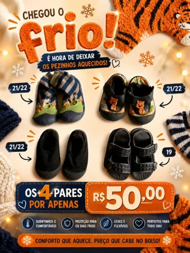 ? FRIO CHEGOU! ?<br>? 4 pares infantis por apenas R$ 50,00