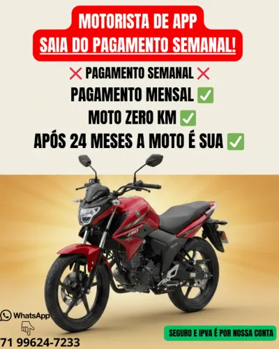 Aluguel locação moto zero KM - PAGAMENTO MENSAL