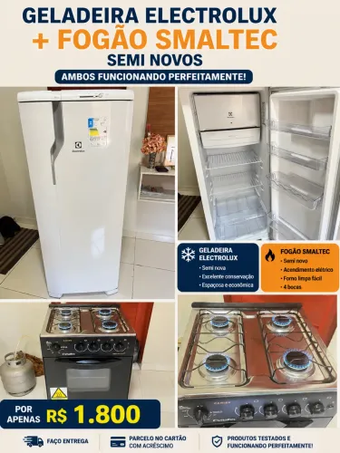 Geladeira + Fogão semi novos