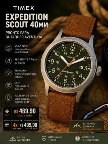 Relógio Timex expedition scout original 40mm couro
