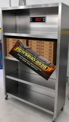 Estantes inox com pista quente- sob medida