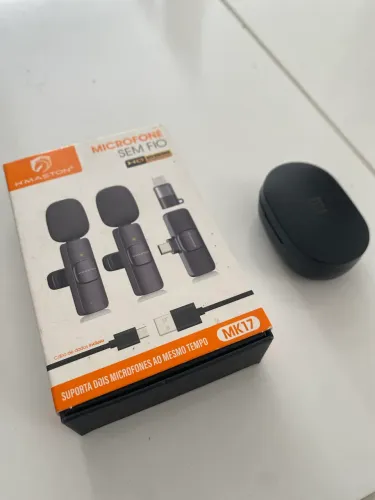 Kombo Microfone Sem Fio + Fone de Ouvido 
