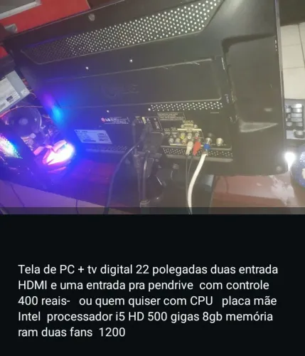 Cpu i5 placa mãe Intel h61 saída HDMI HD 500 GB duas fans 900