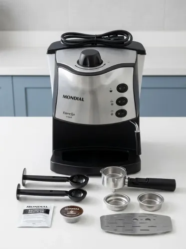 Cafeteira Espresso Mondial 15 Bar Inox - Completa com Acessórios