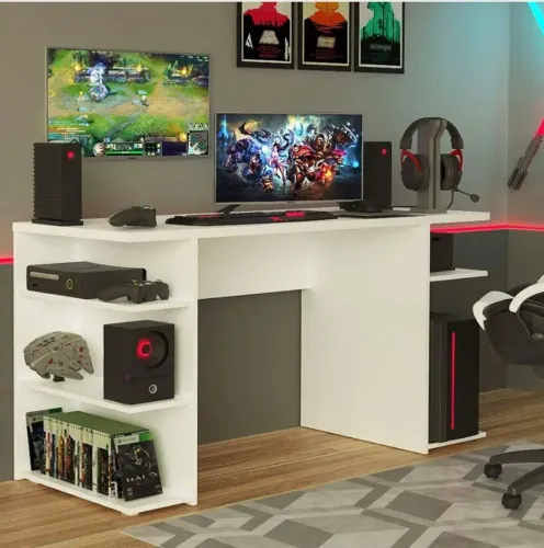 Mesa Gamer/Escritório Madesa Branca