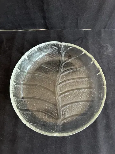 Centro de Mesa / Prato Decorativo de Vidro Transparente Folha