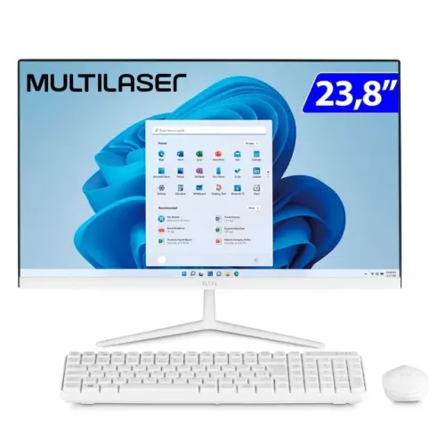 All in One, Windows 11 Home, Celeron 4GB 120GB SSD, Tela 23,8''FHD + Microsoft 365 Branco