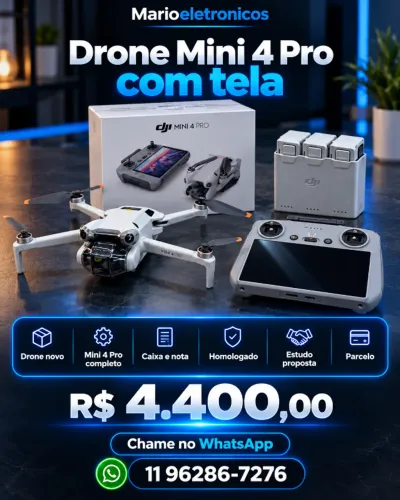 Drone DJI Mini 4 Pro com Tela - Completo!