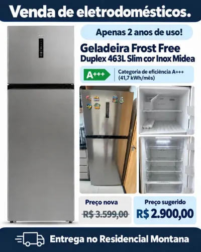 GELADEIRA MIDEA FROST FREE dúplex 463L INOX NOVINHA!!! *R$ 2900* OPORTUNIDADE UNICA!!