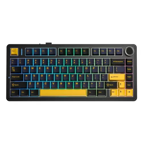 Teclado Mecânico Aula F75 Preto/Amarelo
