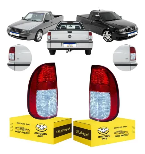 Par Sinaleira Vw Saveiro G2 G3 1998 99 2000 01 02 03 04 2005 Ambos Lados Vermelho/cristal