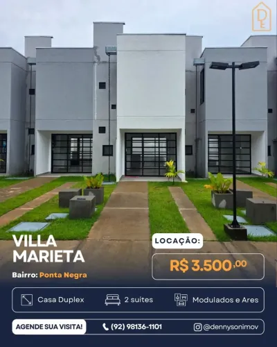 Condomínio Vila Marieta | Casa Duplex na Ponta Negra | 2 Suítes | Modulados e Climatizada