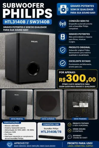 SUBWOOFER PHILIPS HTL3140B / SW3140B ORIGINAL