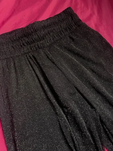 calça de tule brilhoso preto