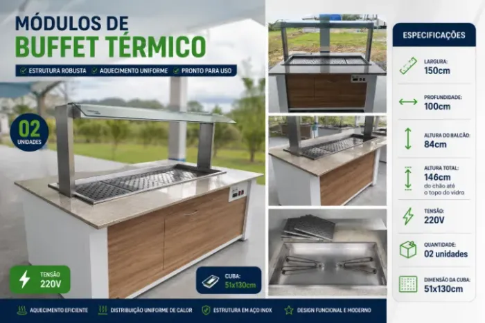 Buffet Completo para Restaurante e Refeitório - Quente e Refrigerado