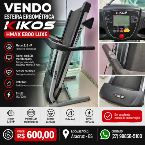 Esteira Kikos HMAX E800 Luxe
