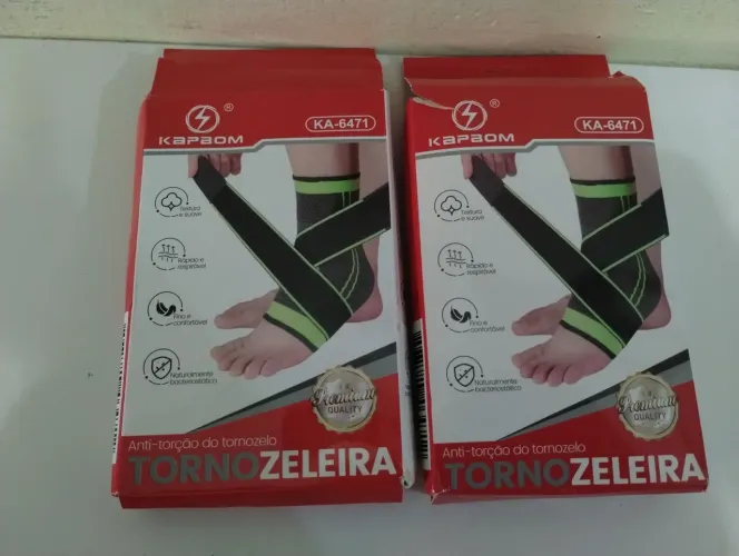 Kit 2 Tornozeleira KapBom, Anti Torção do tornozelo.Uma nova,a outra usada por alguns dias