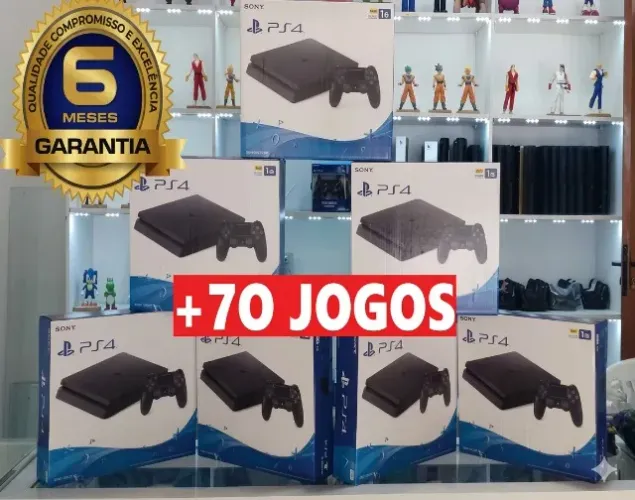 PS4 SLIM 1TB Ou 5OOGB + 7O JOGOS TOP + O6 MESES GARANTIA + BRINDES ( LOJA FISICA )