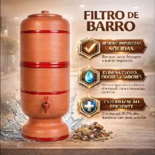 Filtro de Barro 6 litros C/ Boia Vela e Torneira