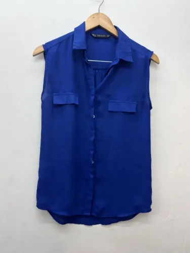 Camisa de Botão Feminina Zara Azul