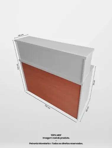 balcão para recepção reto com frente amadeirado 