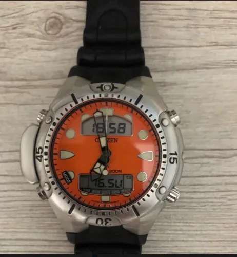 Citizen Aqualand Jp 1060 Fundo Laranja, Relógio Original.